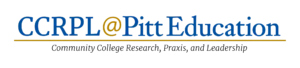 Logo displaying the text "CCRPL@Pitt Education" in blue and gold letters with a gold underline.