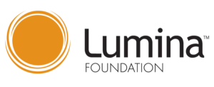 Lumina Foundation logo featuring an orange circular design to the left of the words "Lumina Foundation" in black text.