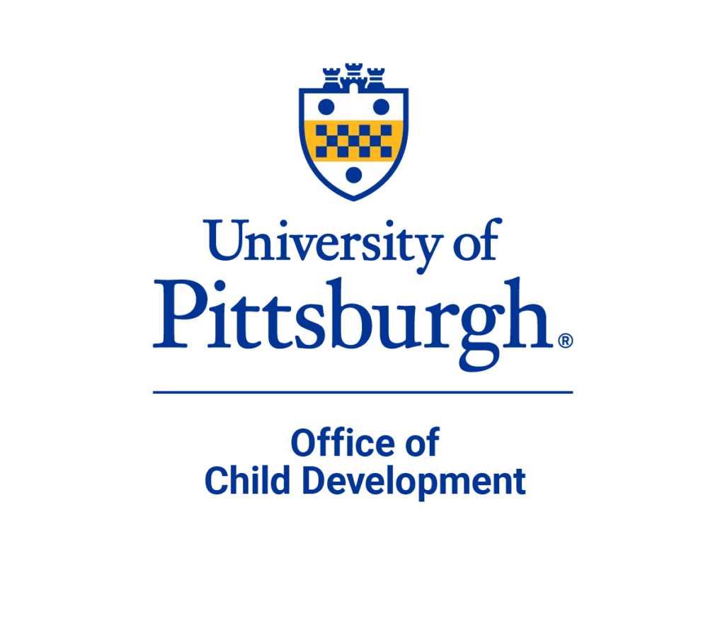 University of Pittsburgh logo with shield above the text "University of Pittsburgh. Office of Child Development" in blue and gold.