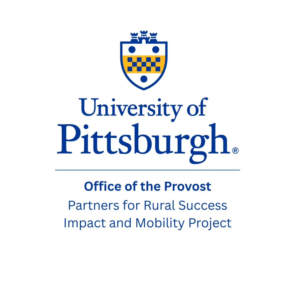 University of Pittsburgh logo with text: Office of the Provost, Partners for Rural Success, Impact and Mobility Project.